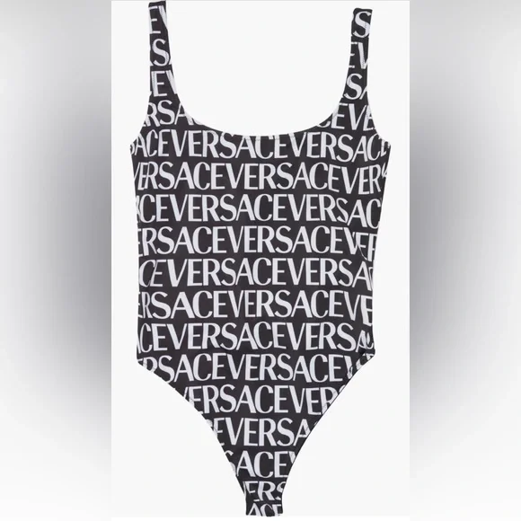Versace Logo One-Piece Swimsuit, Size 1 fit 2 US, $575 - Picture 7 of 13